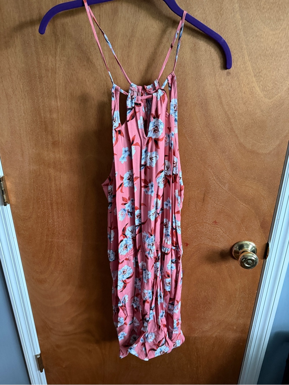 Aeropostale Pink Floral Spaghetti-Strap Jumpsuit